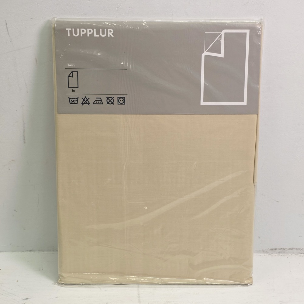 IKEA TUPPLUR Light Yellow Tan Bedding 100% Cotton Twin Flat Sheet Sweden New!